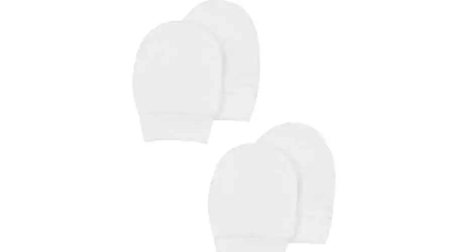 Baby cotton mittens, white, 0-6 months baby cotton mittens