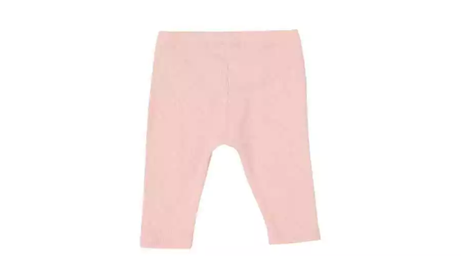 Cotton ribbed leggings, 0-3 years, carnation 