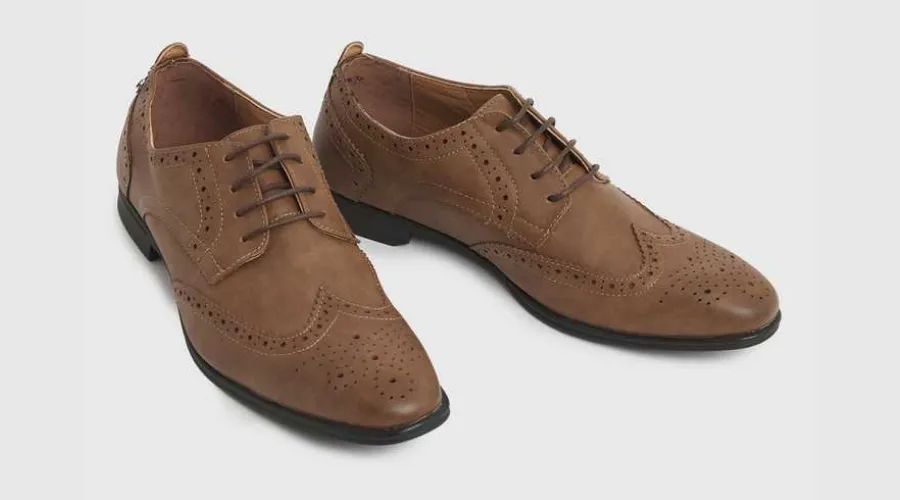 Dark Brown Perforated Lace Up Brogues