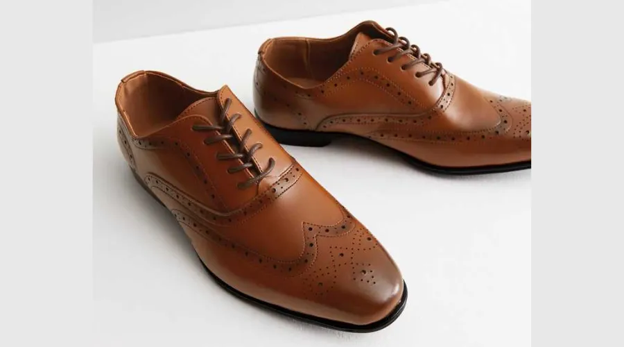 Rust Leather Perforated Lace Up Brogues