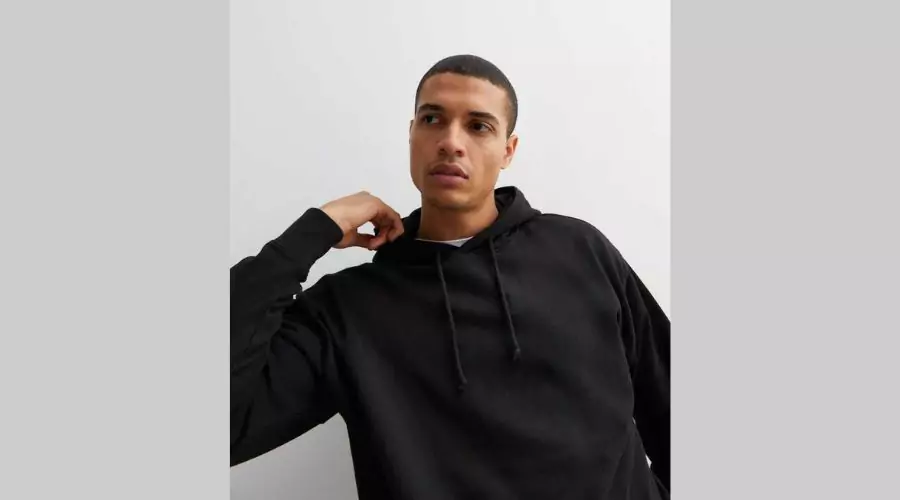 Black Pocket Front Relaxed Fit Hoodie