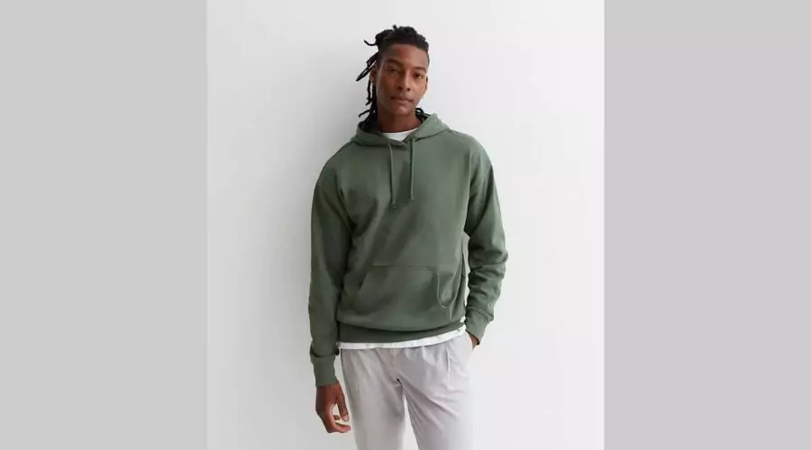 Khaki Pocket Front Relaxed Fit Hoodie