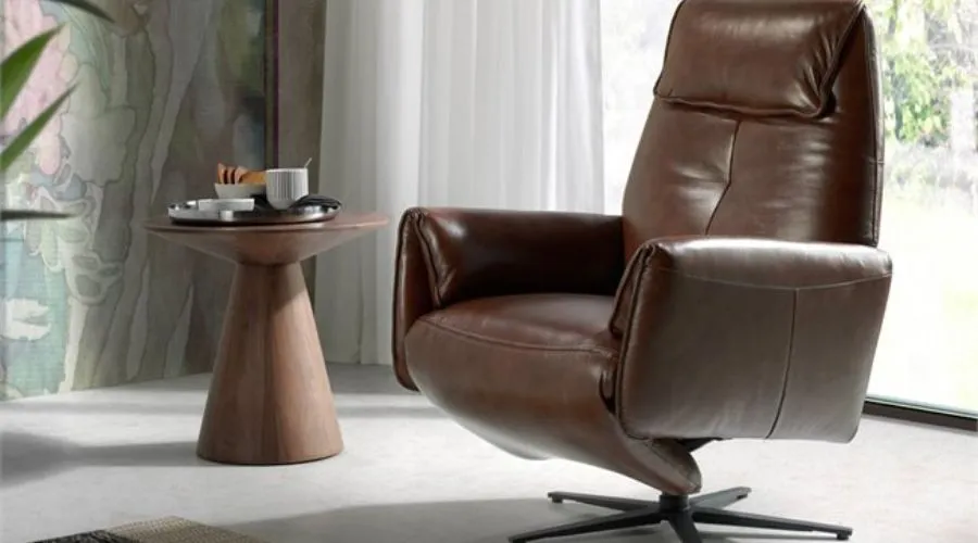 Angel Cerda Swivel leather armchair with relaxation mechanisms