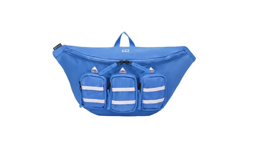 Artsac Bright Blue 3 Zip Pocket Front Tote Bag