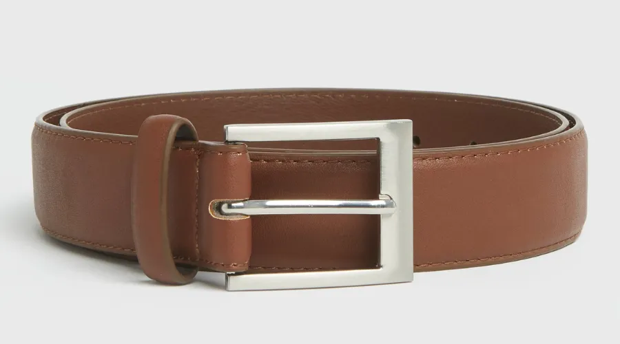 Tan Leather Look Formal Belt