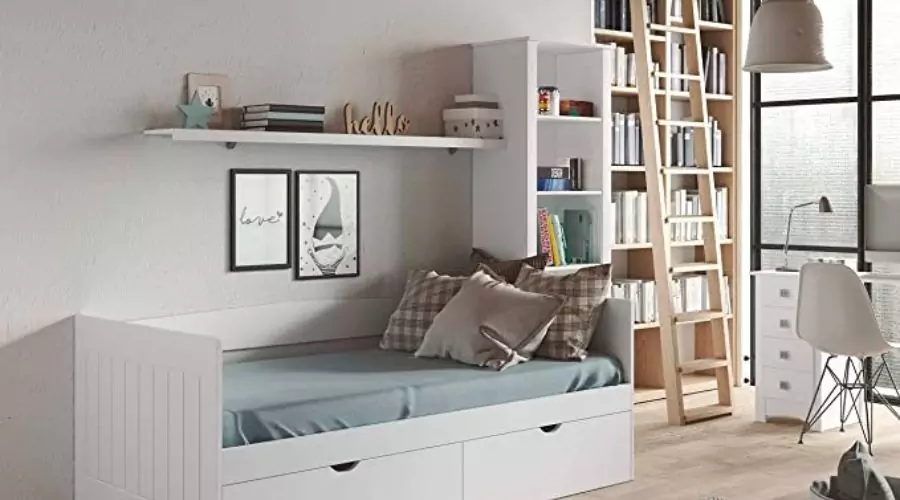 Venprodin- Venprodin | White Lacquered Trundle Bed With Drawers