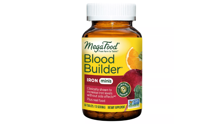 Megafood Blood Builder Vegan Iron Supplement With Vitamin C, Mini Tablets - 60CT