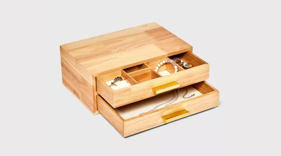 Two Drawer Wood Organizer Jewelry Box