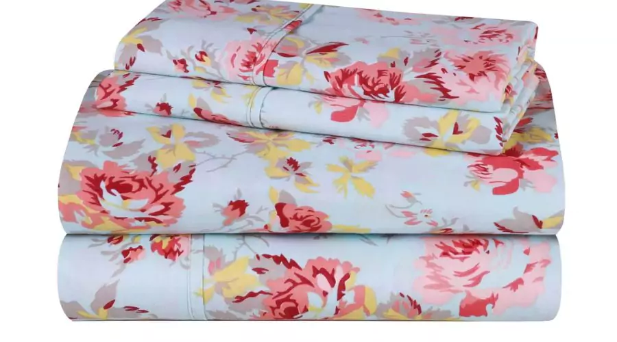 Cotton 300 Thread Count Sheet Set, Vintage Floral or Solid by Blue Nile Mills