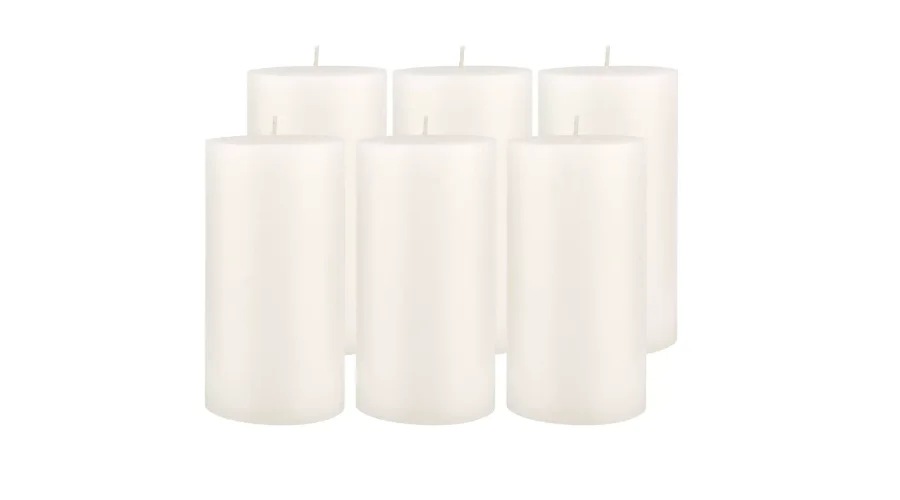 6pk Unscented Flat Top Smooth Pillar Candles White - Stonebriar Collection