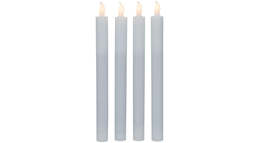 Northlight Set of 4 Solid White LED Flameless Flickering Wax Taper Candles 9.5
