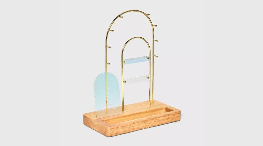 Standing Multi-arch Acrylic Stand with Rubberwood Finish