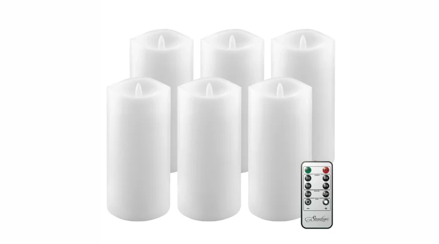 Stonebriar Collection 6pk 3" x 6" Real Wax LED Candles with Remote Control White