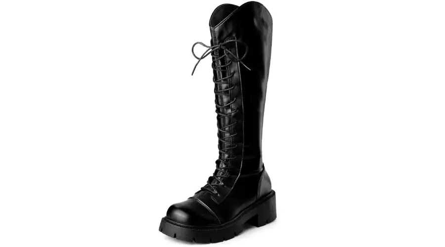 Perphy Chunky Heel Knee High Combat Boots