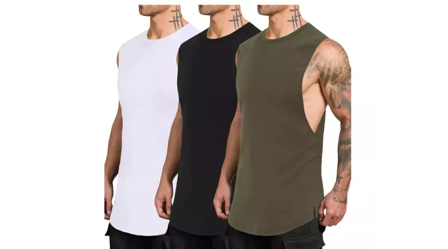 3 Pack Mens Muscle Tank Tops Quick Dry Sleeveless 