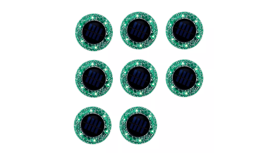 Bell + Howell 6 LED Round Green Mosaic Solar Powered Disk Lights with Auto On/Off 