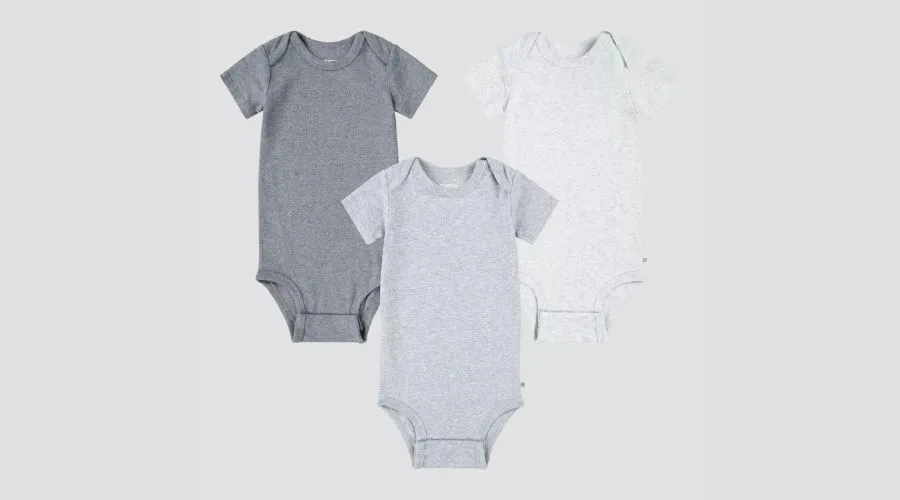 Gray-Coloured Baby 3pk Solid Organic Bodysuit - Huggies 