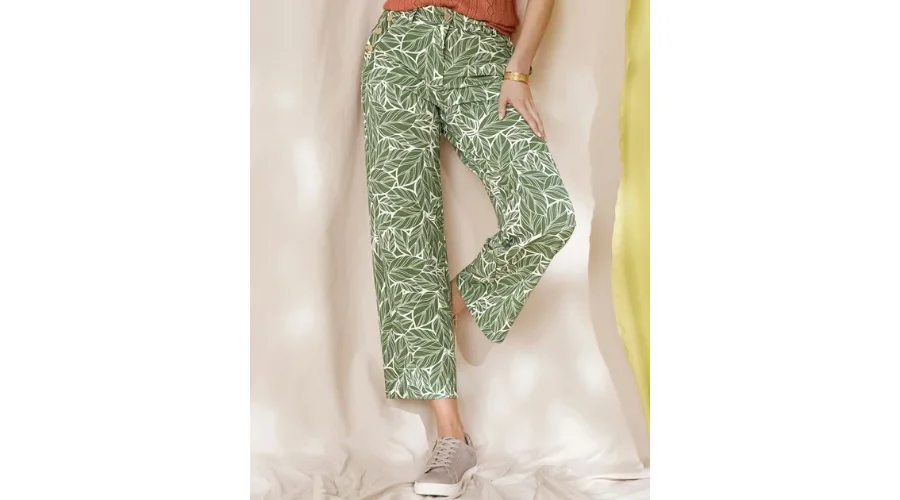 Jersey Print Trousers ⅞ floral Pants | Feednexus
