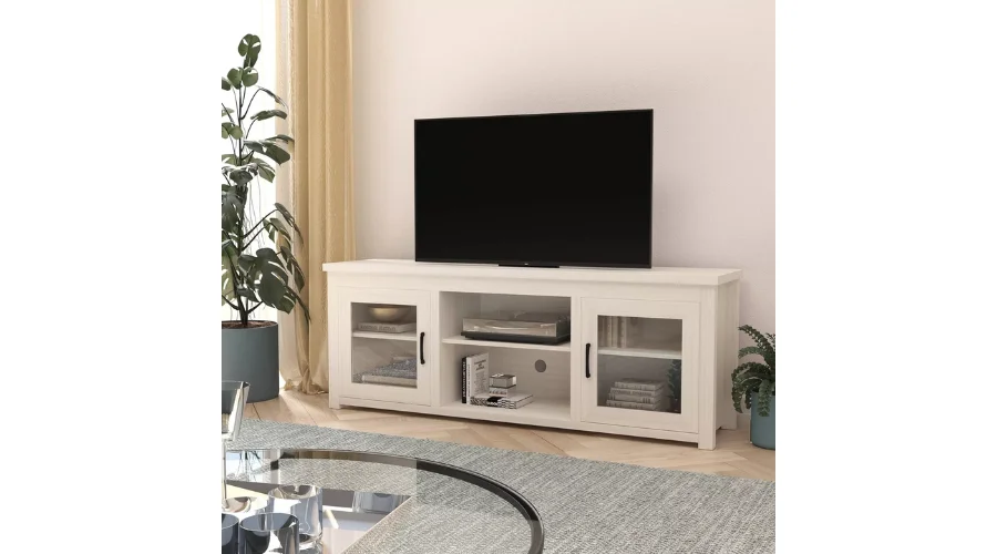 Traditional Full Glass Door TV Stand | Feednexus
