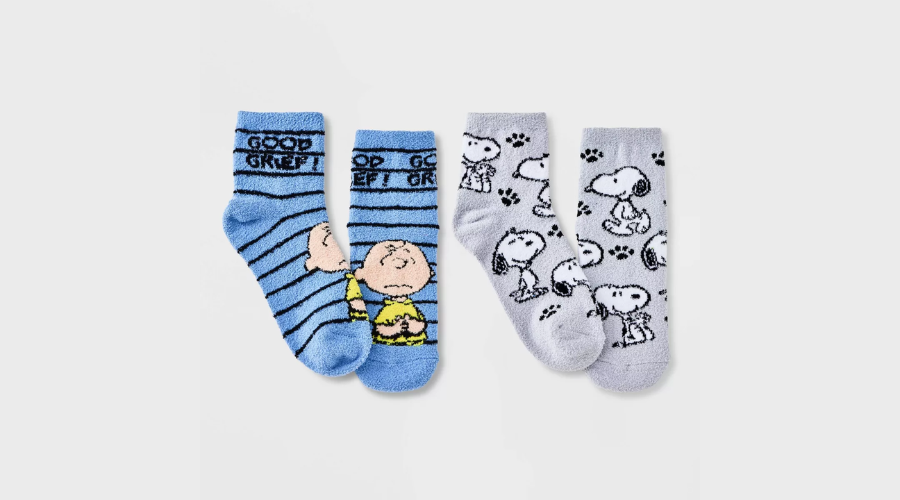 Women's 2pk Peanuts Cozy Ankle Socks - GrayBlue 4-10