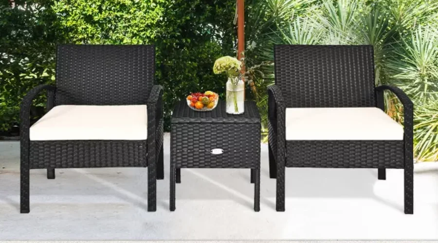 3PCS Rattan Patio Conversation Set