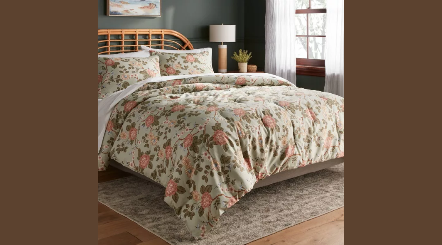 Floral Print Comforter and Sham Set | Feednexus