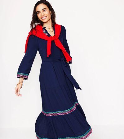 Mid Dress with Embroidered Yoke