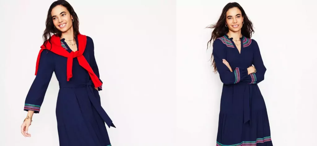 Mid dress with embroidered yoke