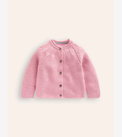 Cardigan with Pointelle Yoke