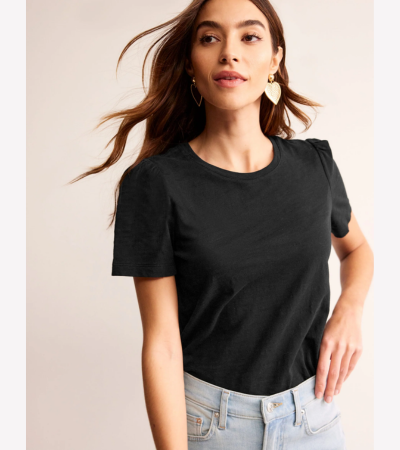 Cotton T shirt with puff sleeves