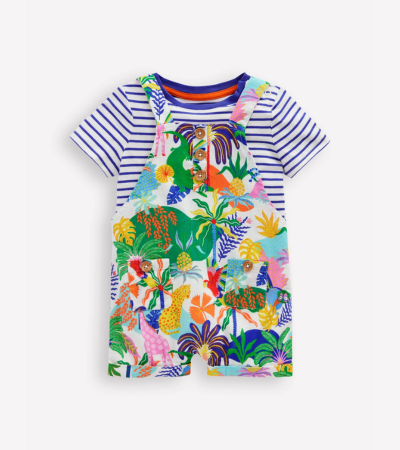 Dungarees with Button Placket Set