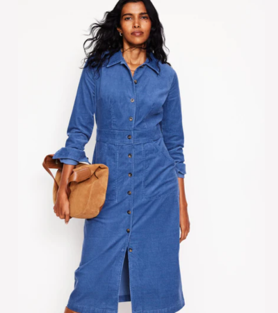Flora corduroy midi shirt dress