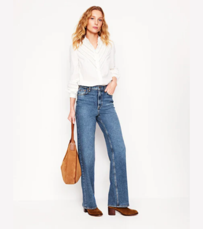 High waisted straight leg jeans