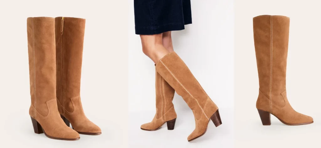 Knee-high boots with almond toe