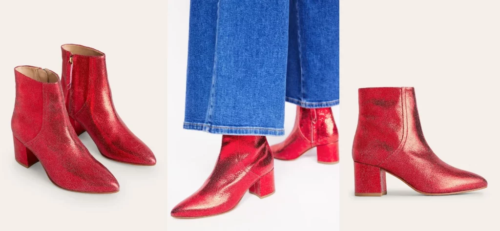Leather ankle boots with block heel