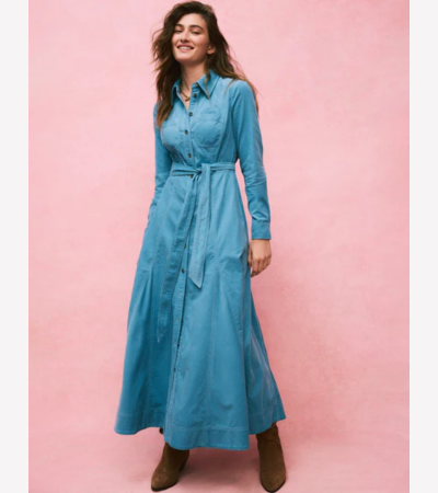 Tess Corduroy Midi Shirt Belted Dress