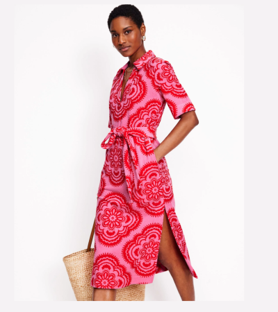 Terry cloth dress with lapel collar