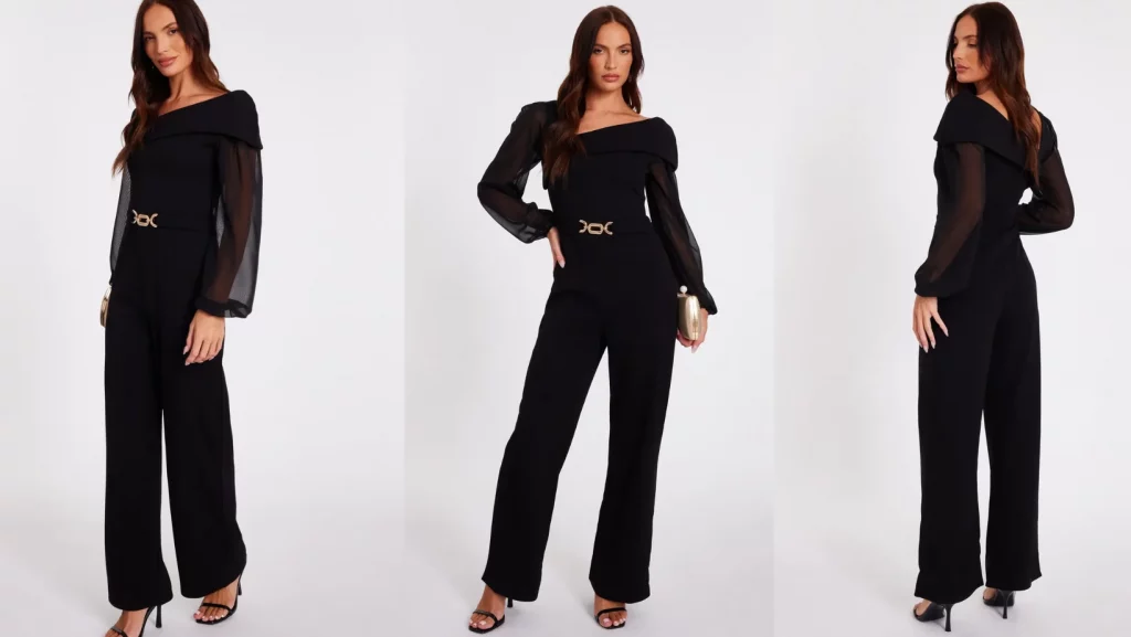 Asymmetric Buckle Detail Jumpsuit Black