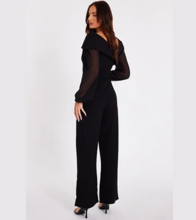 Asymmetric Buckle Detail Jumpsuit Black 1