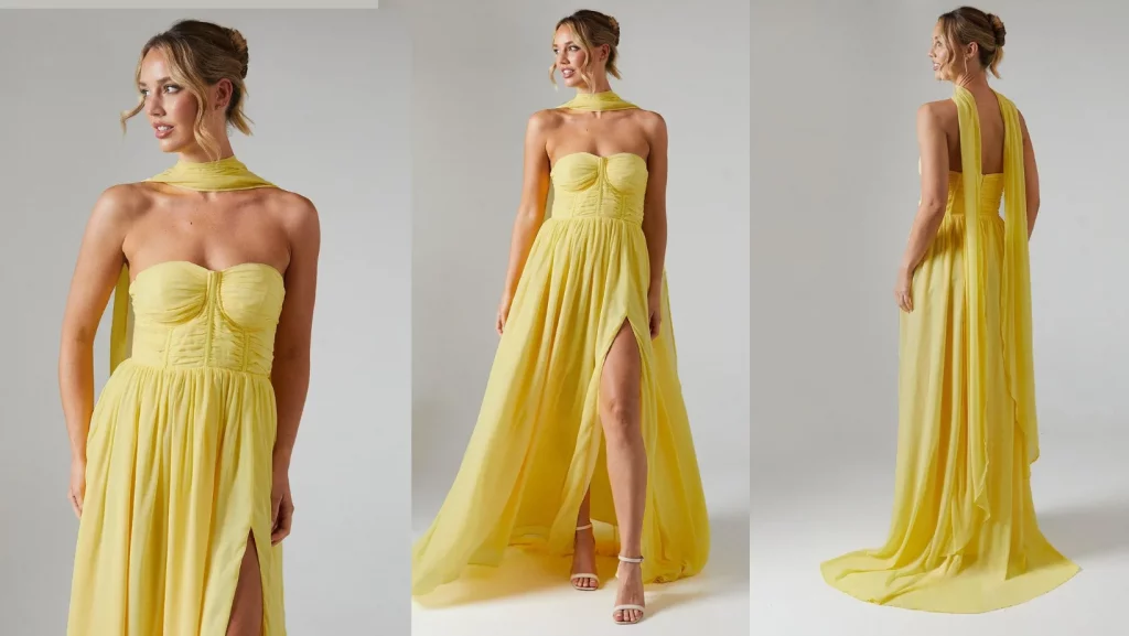 Coast Corset Drape Chiffon Bridesmaid Maxi Dress