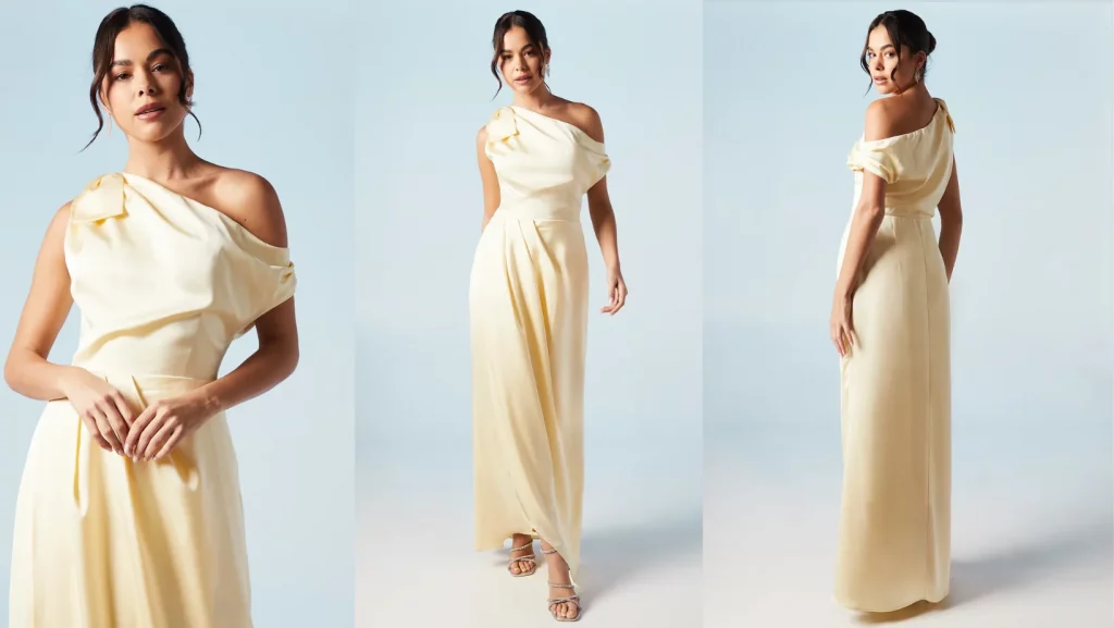 Coast Fallen Shoulder Bow Detail Bridesmaid Maxi Dress