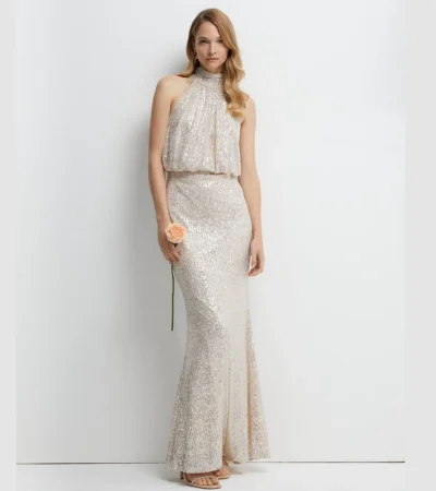 Coast Halterneck Sequin Bridesmaids Maxi Dress 1