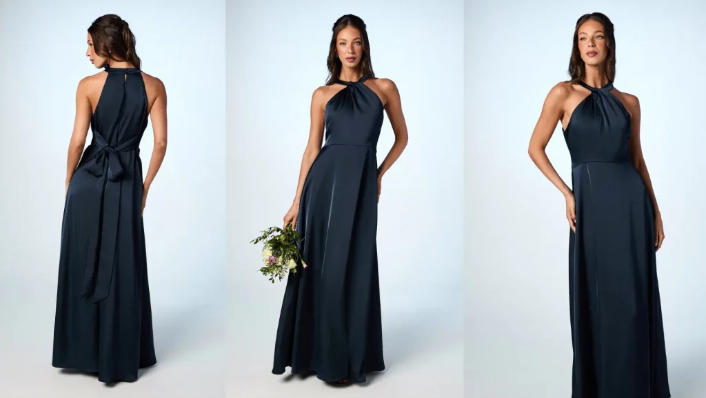 Coast Honoured Twist Halterneck Satin Maxi Bridesmaid Dress