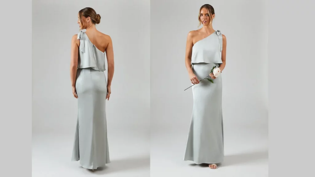 Coast Tie One Shoulder Satin Bridesmaid Maxi Dress