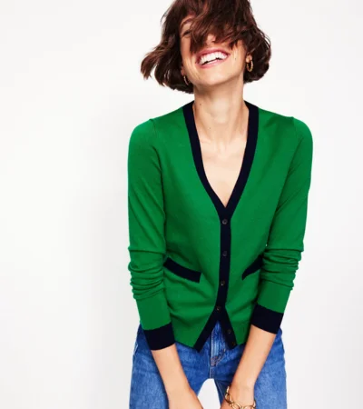 Emilia Cotton V Neck Cardigan 1