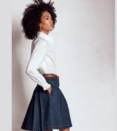 Pleated Denim Skirt 1