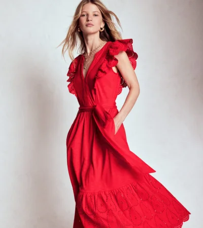 Ruffle Detail Tier Midi Dress