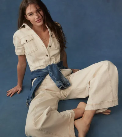 Short Sleeve Denim Jumpsuit