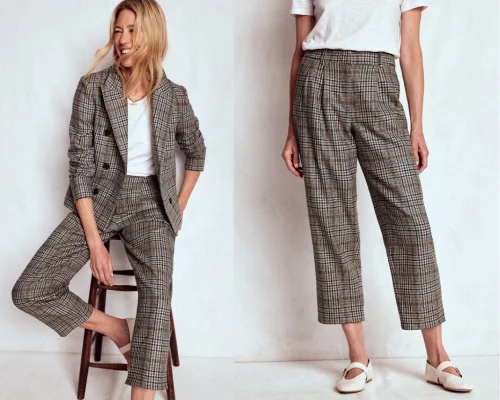 Zweireihiger kastenformiger Blazer mitBloomsbury Wollhose