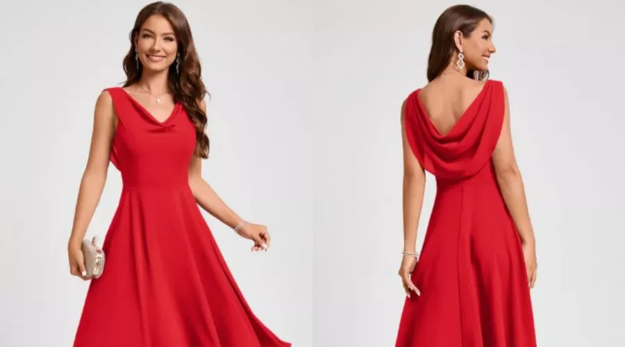 A-Line Cowl Knee-Length Chiffon Cocktail Dress with Ruffle